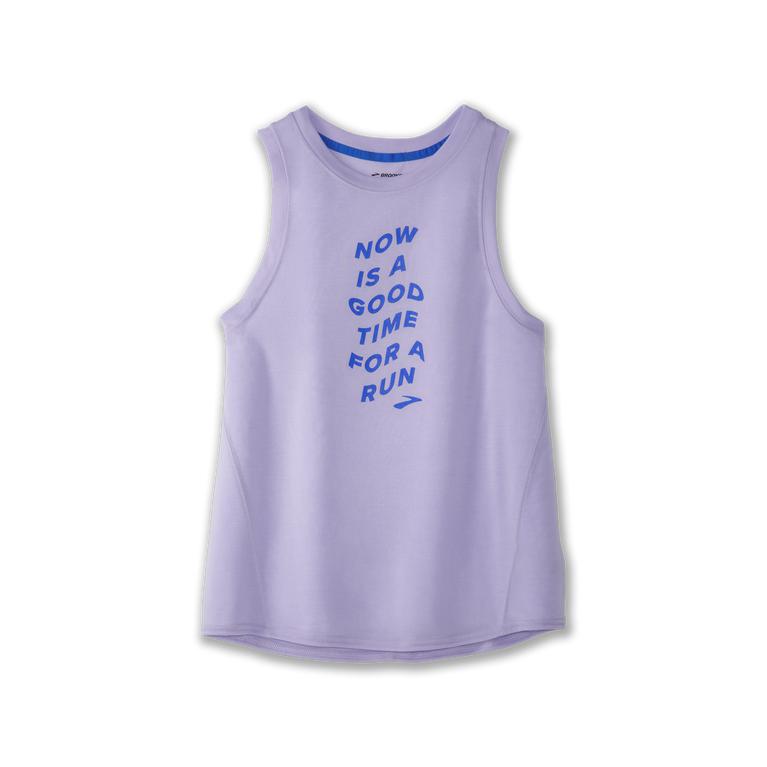 Brooks Distance Graphic Womens Running Tank Top - Heather Violet Dash/Run Wave/Black - Indonesia (XH